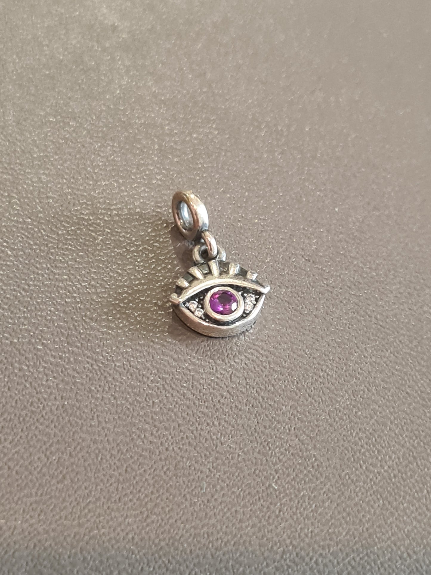 Genuine Pandora Essence Me Dangle Tiny Pave All Seeing Eye Protection Charm with Purple Stone Charm