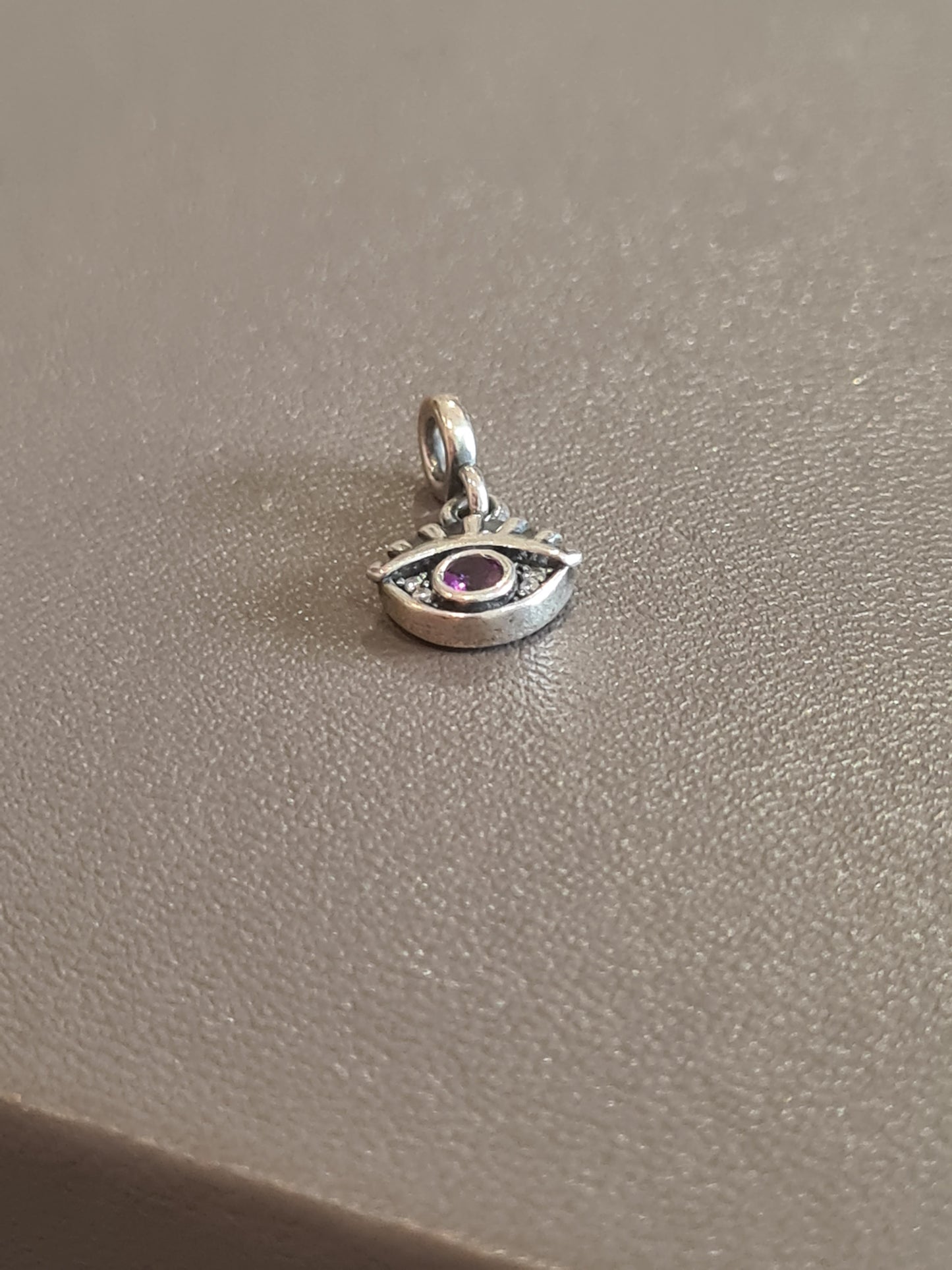 Genuine Pandora Essence Me Dangle Tiny Pave All Seeing Eye Protection Charm with Purple Stone Charm