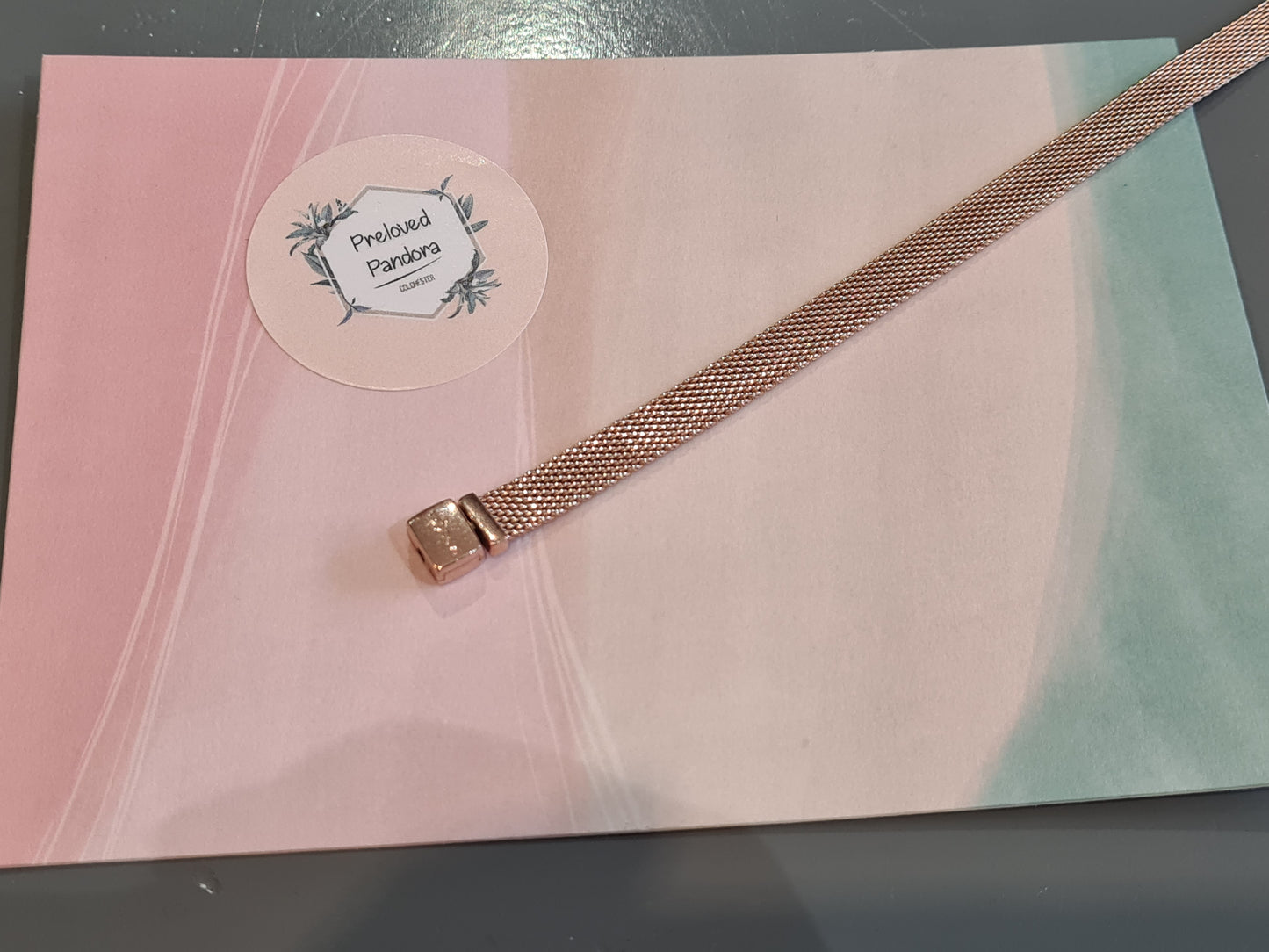 Genuine Pandora Flat Mesh Rose Gold Reflexions Bracelet 18cm