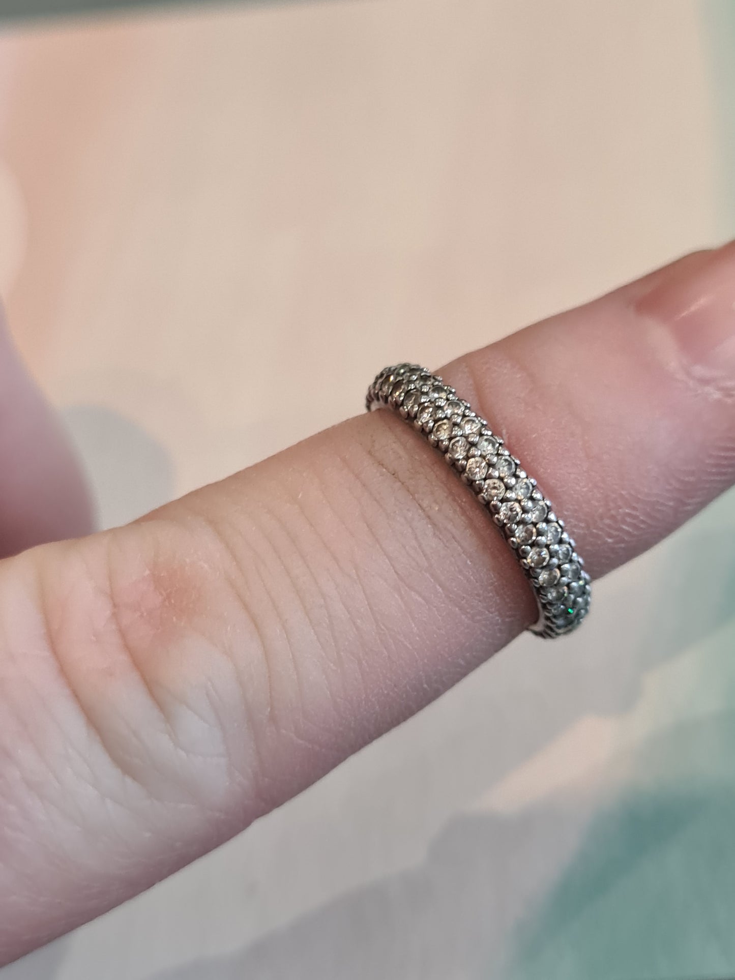 Genuine Pandora Pave Sparkle Clear Stoned Ring in Size 60