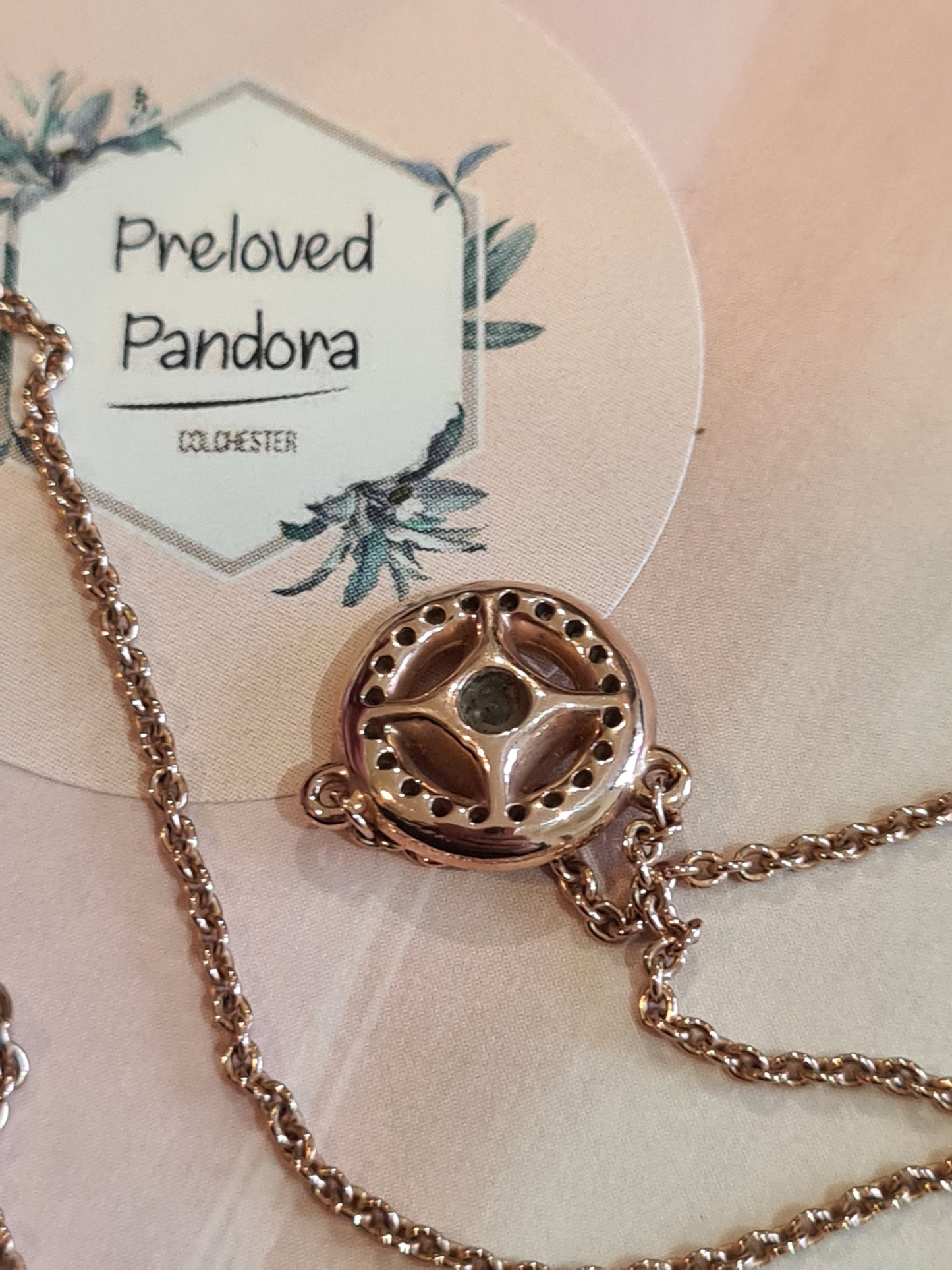 Genuine Pandora Silver Vintage Circle Collier Necklace 45cm Drop