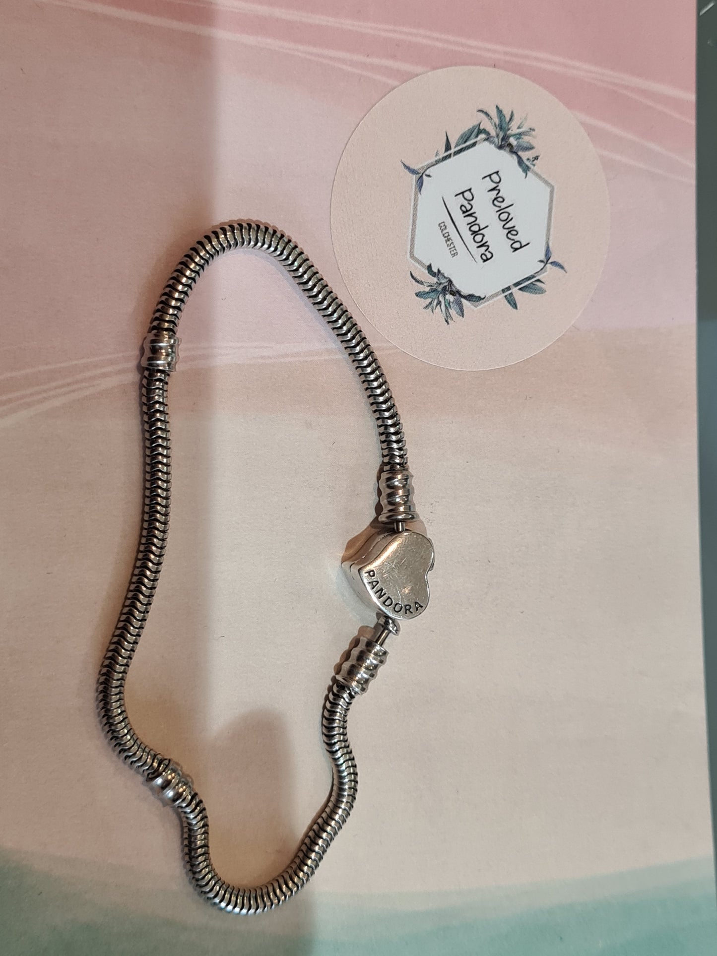 Unbranded Silver Charm Bracelet Heart Clasp 19cm