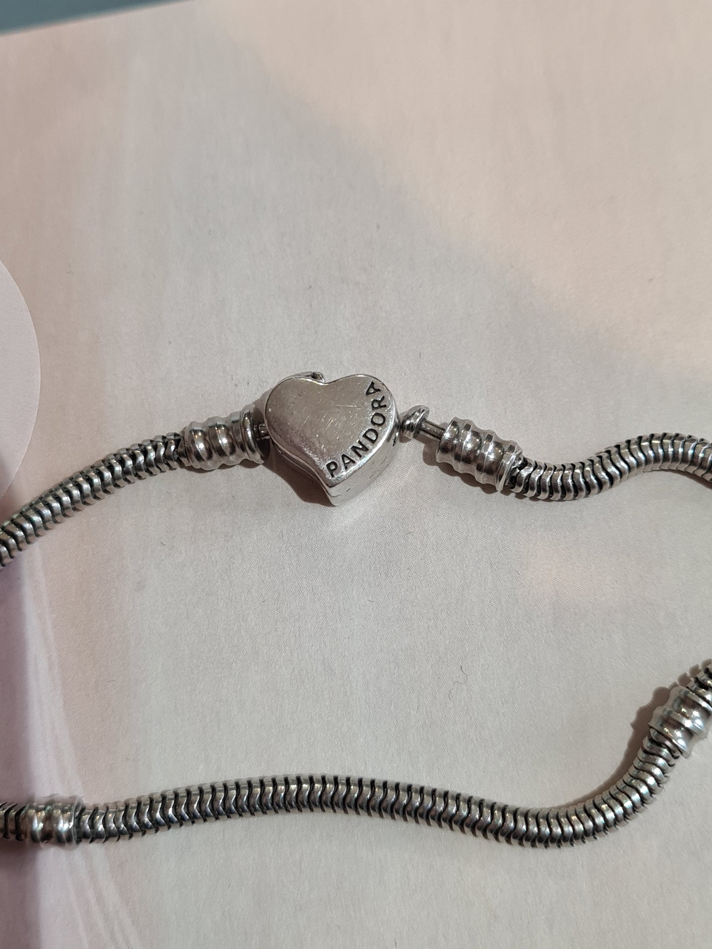 Unbranded Silver Charm Bracelet Heart Clasp 19cm
