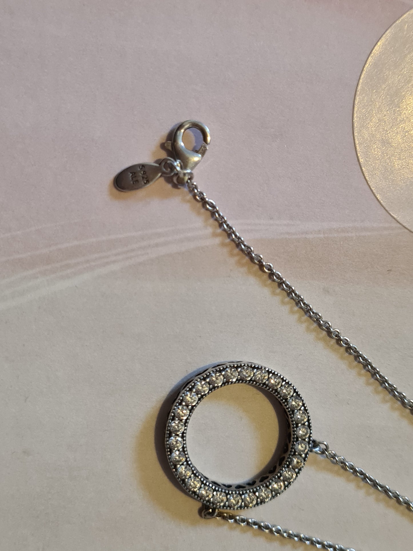 Genuine Pandora Pave Small Circle Necklace