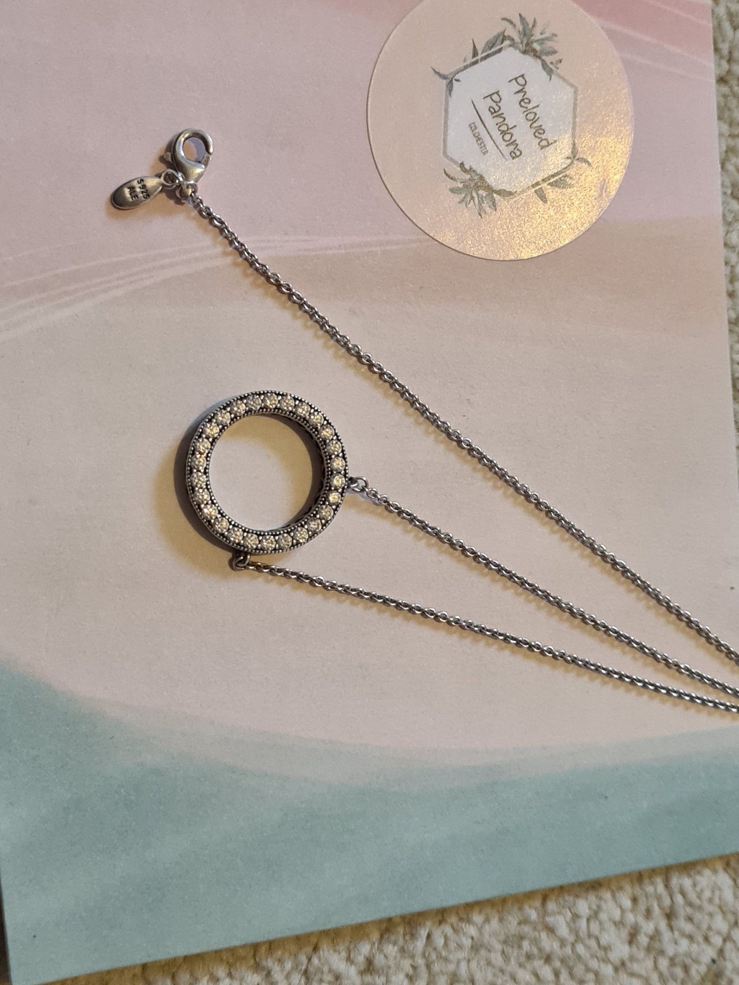 Genuine Pandora Pave Small Circle Necklace
