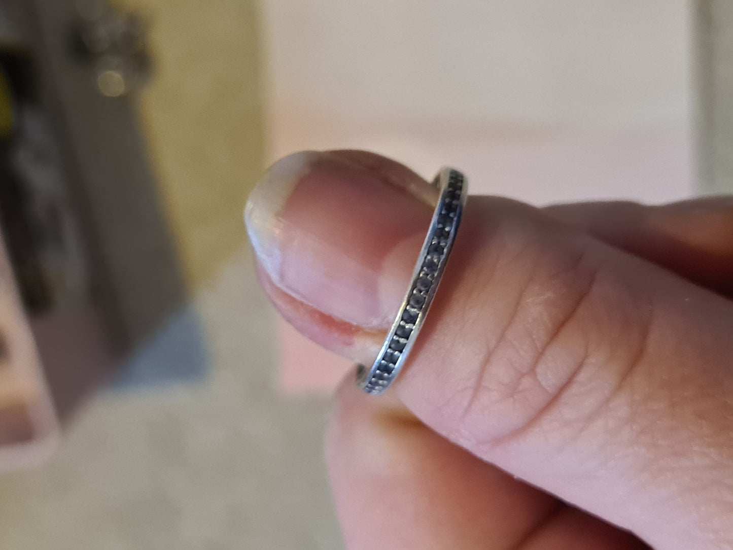 Genuine Pandora Radient Hearts Half and Half Baby Blue Pave ring