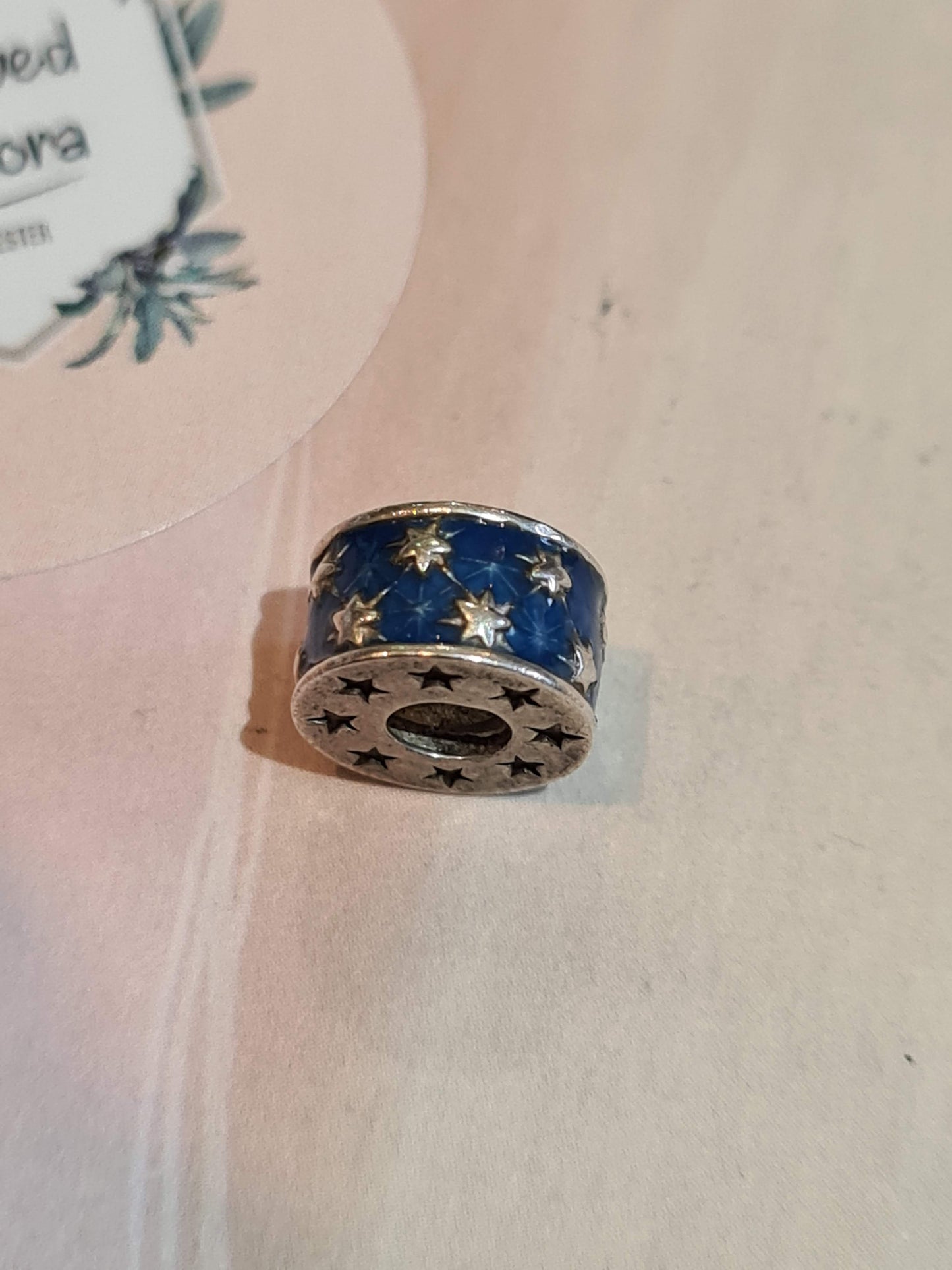 Genuine Chamilia Blue Enamel Reel With Silver Stars Charm Beautiful