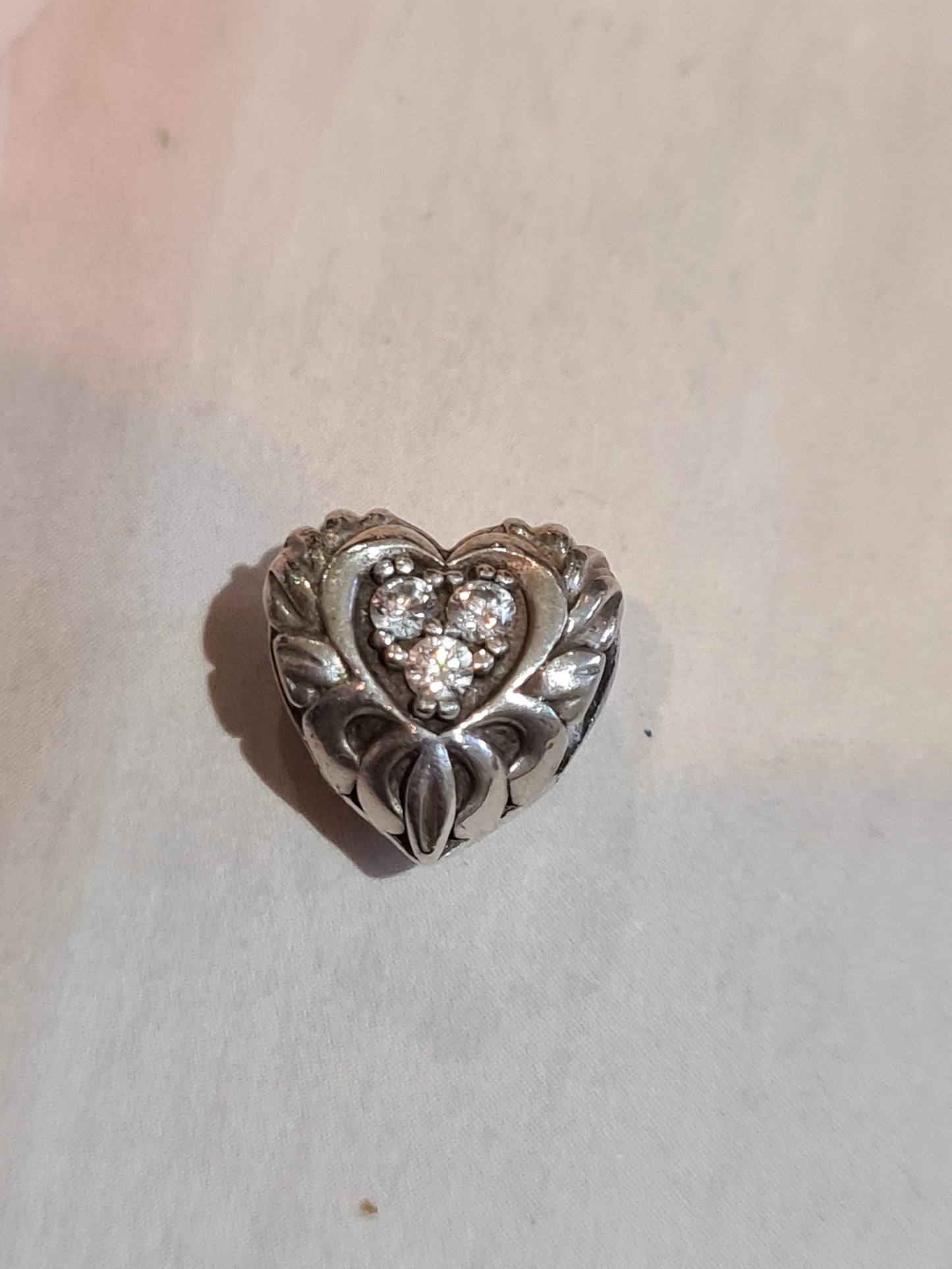 Genuine Chamilia Open Work Heart With Pave and The Word Love on The Back Charm
