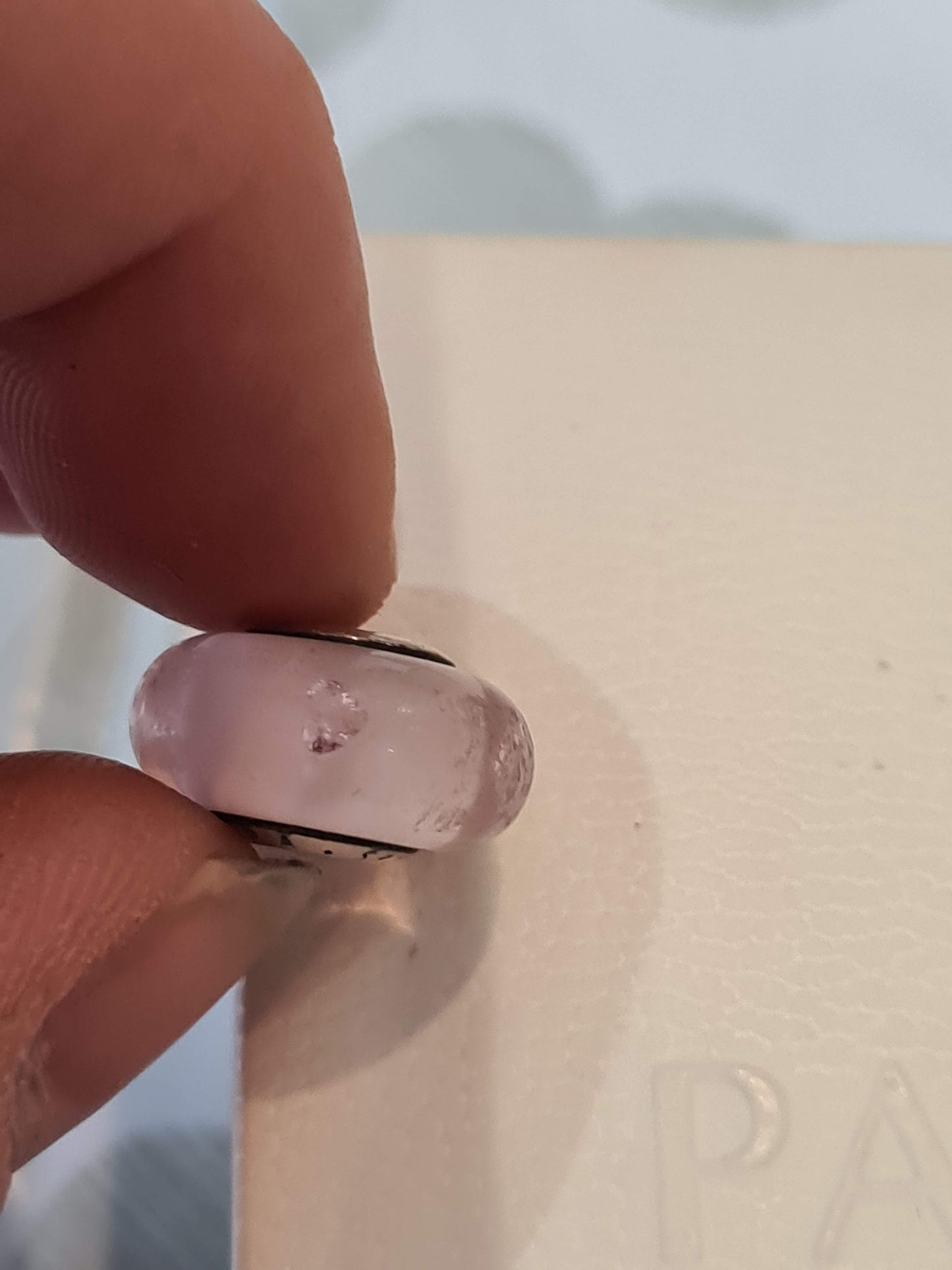 Genuine Pandora Light Pink Murano With Small Cz Stones Glass Charm