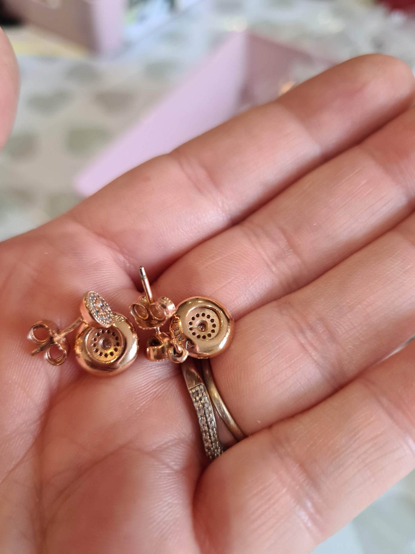 Genuine Pandora Rose Gold Pave Elegance Dangle Earrings Beautiful