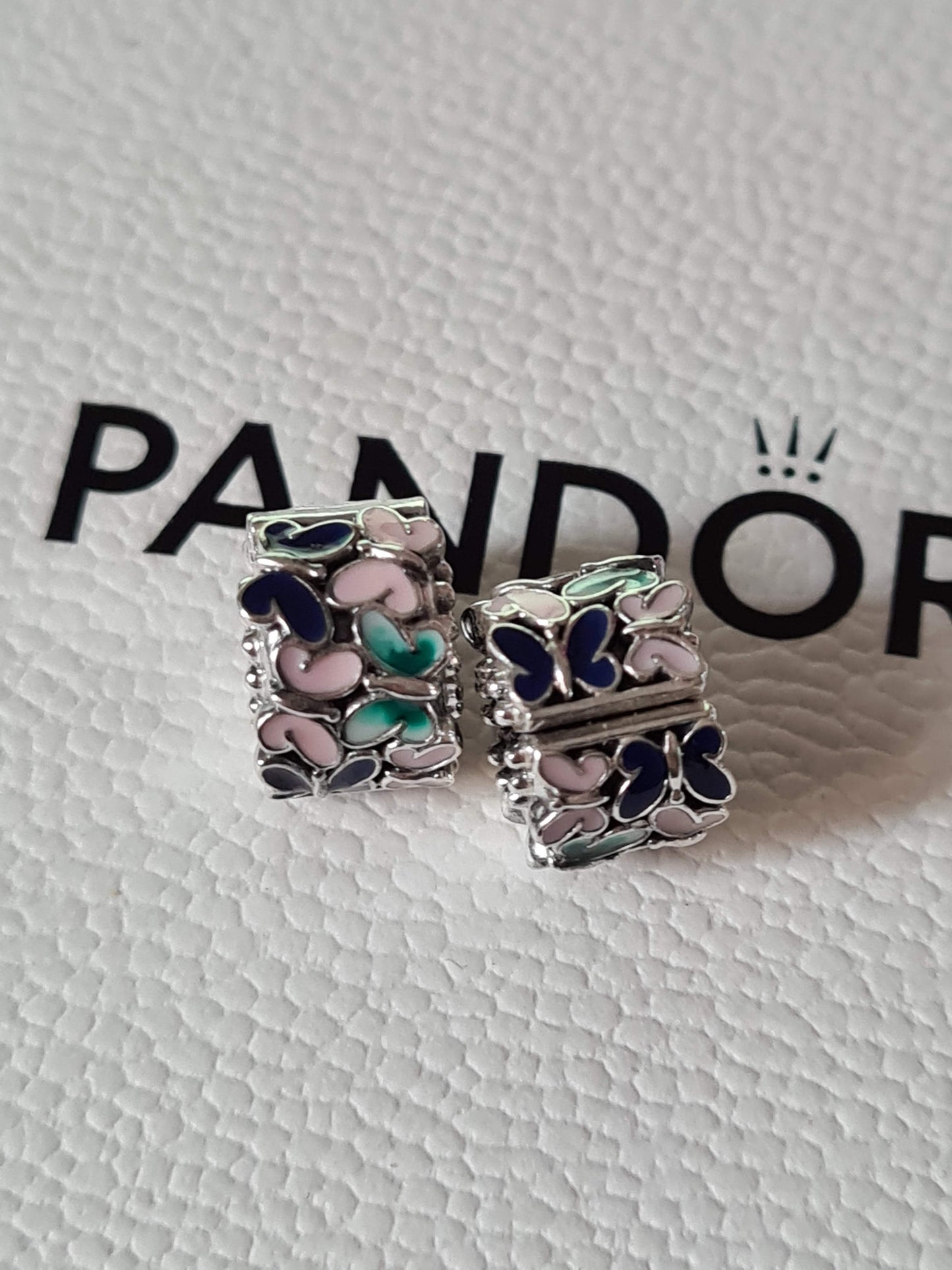 Genuine Pandora Colourful Enamel Detailed Butterfly Clips