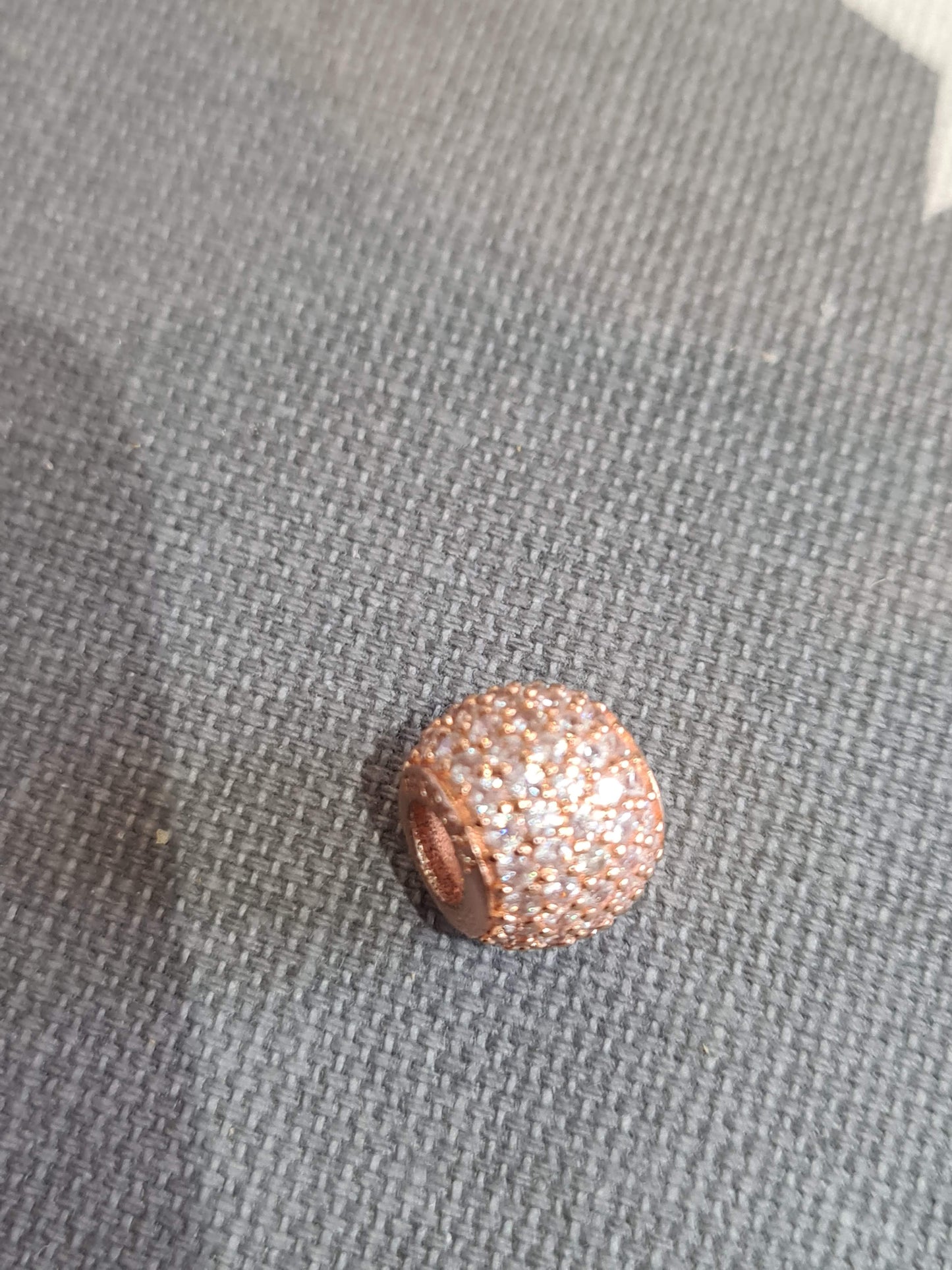 Genuine Pandora Rose Gold Pave Clear Stone Ball Charm