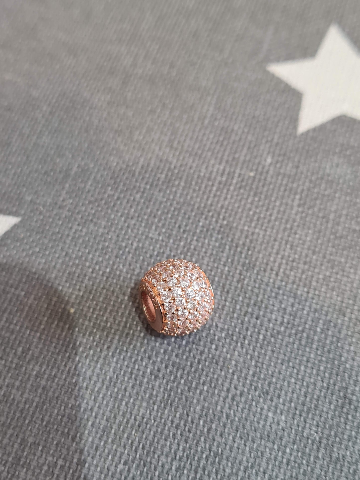 Genuine Pandora Rose Gold Pave Clear Stone Ball Charm