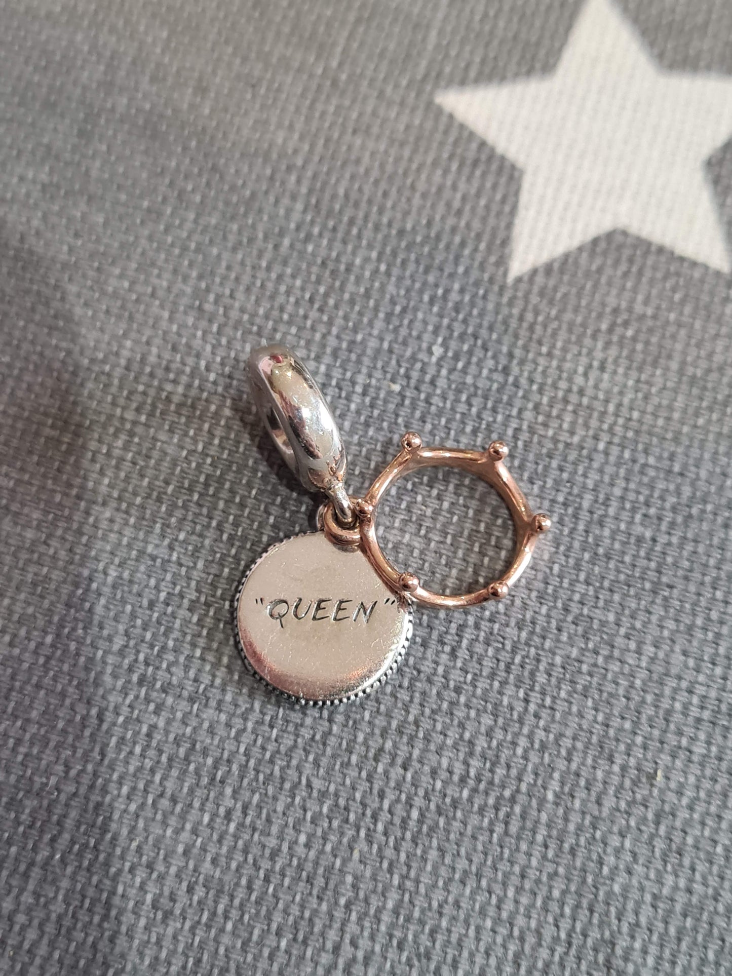Genuine Pandora Queen Dangle with Rose Gold Crown Charm