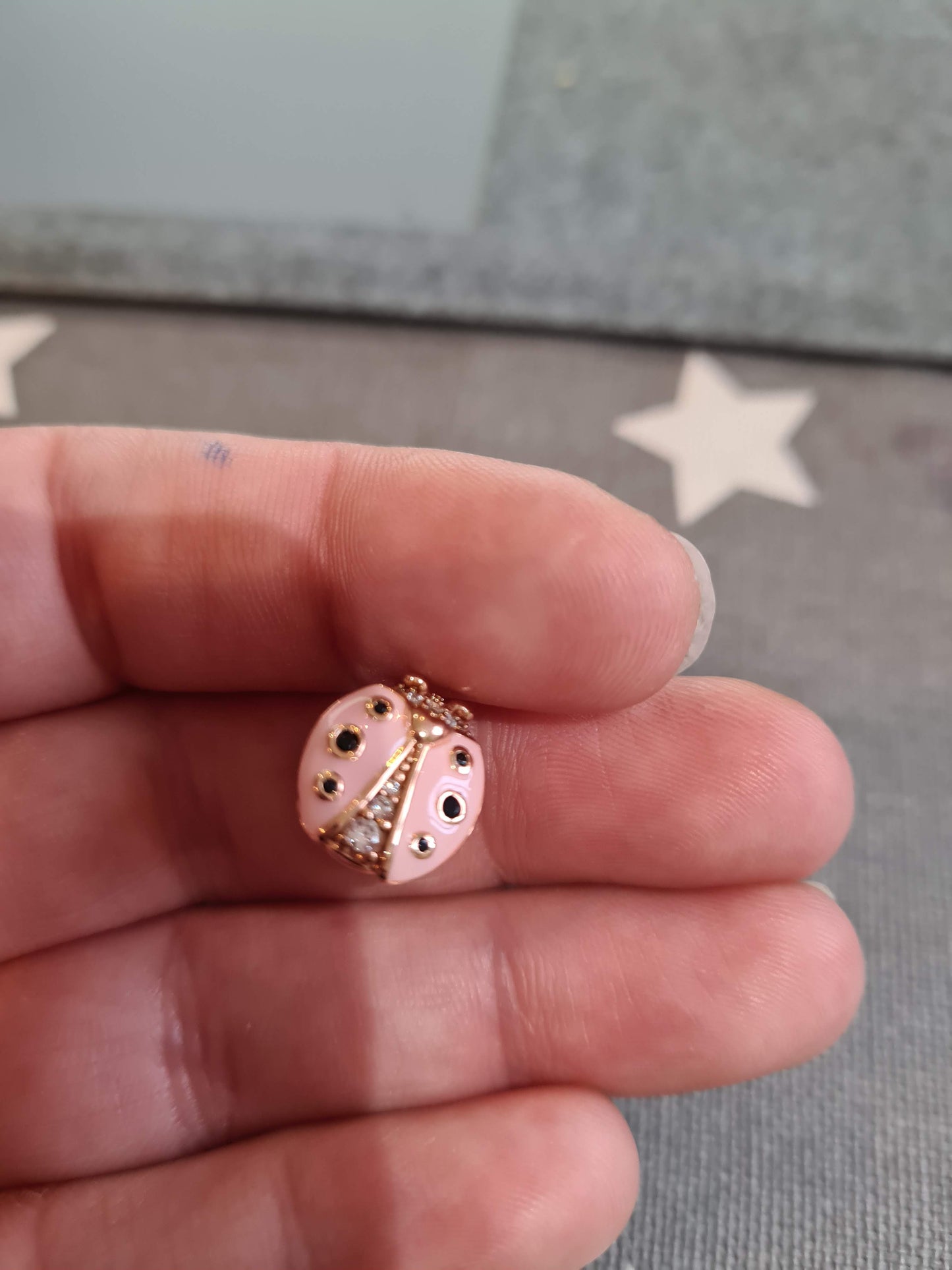 Genuine Pandora Rose Gold Reflexions, Pink Enamel Ladybird Pave Charm