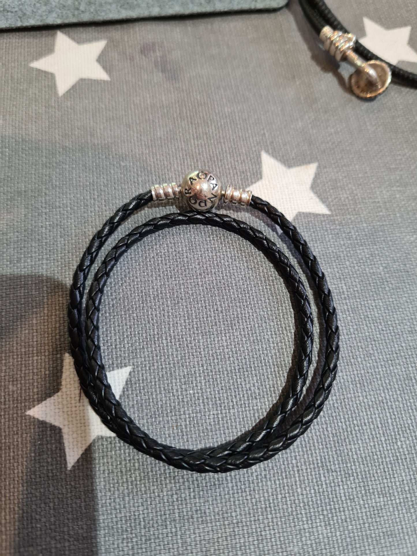 Genuine Pandora Black Double Wrap Leather Bracelet New Style Clasp