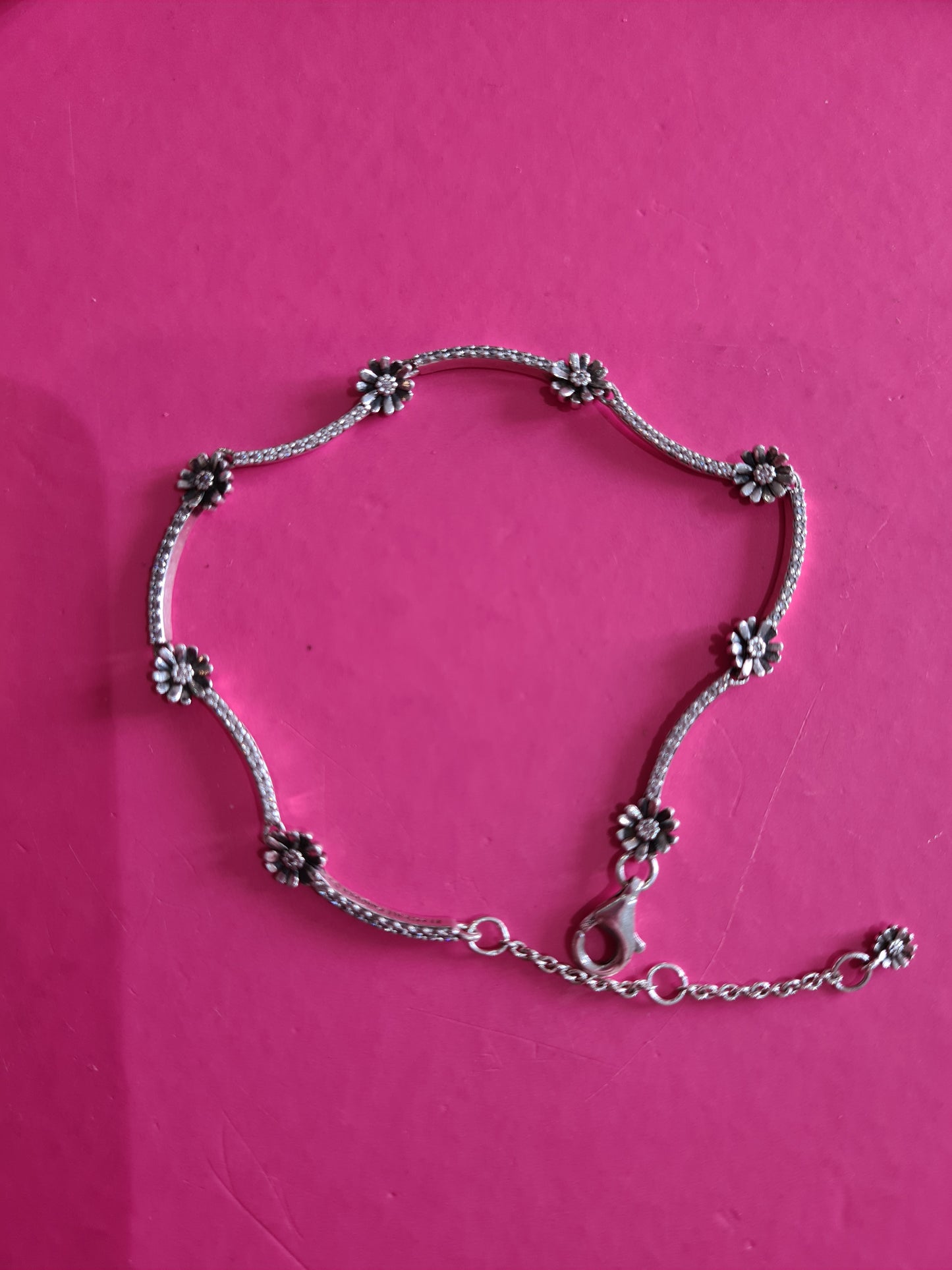 Genuine Pandora Sparkling Daisy Chain Bracelet Size 2 Pave Flower Bracelet