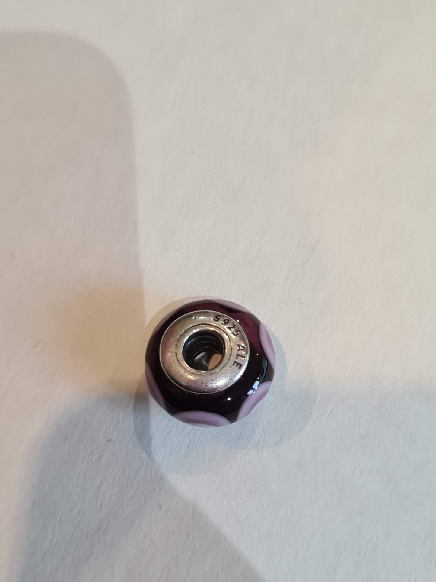 Genuine Pandora Purple Bullseye Murano Glass Charm