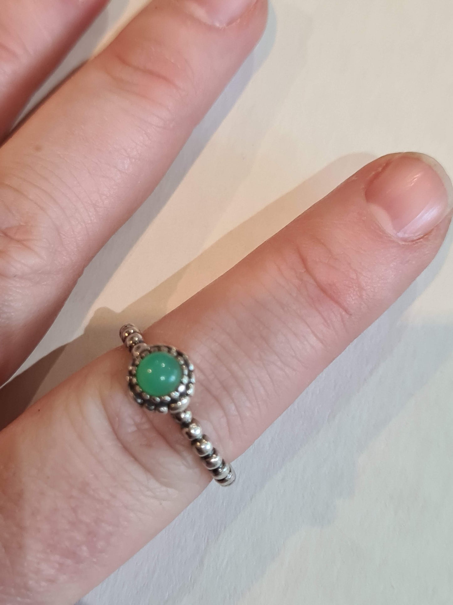 Genuine Pandora Light Green Birthstone Ring Size 52