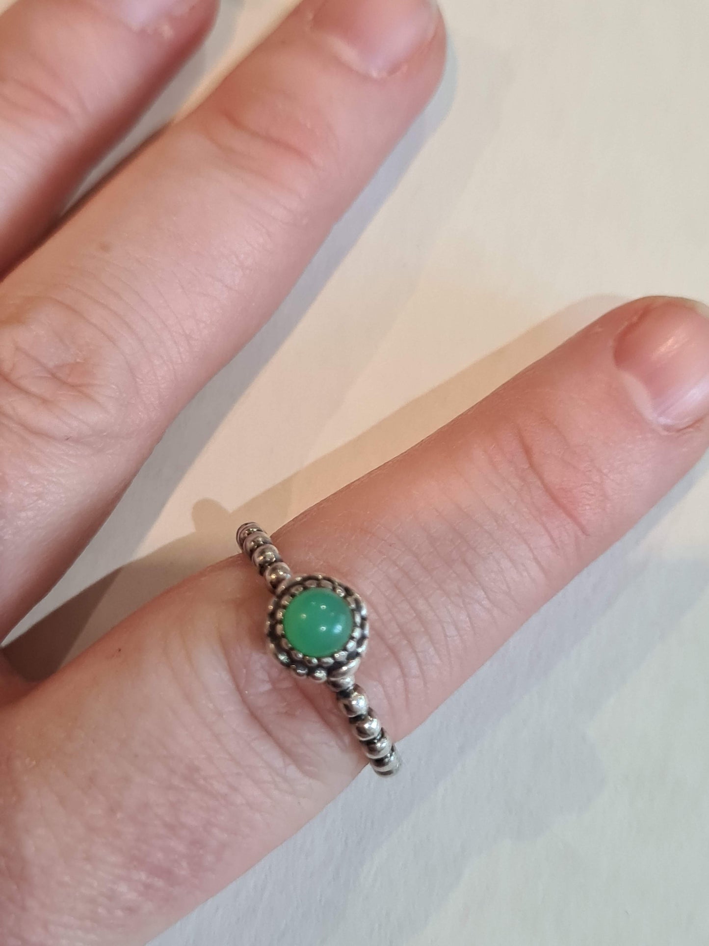 Genuine Pandora Light Green Birthstone Ring Size 52