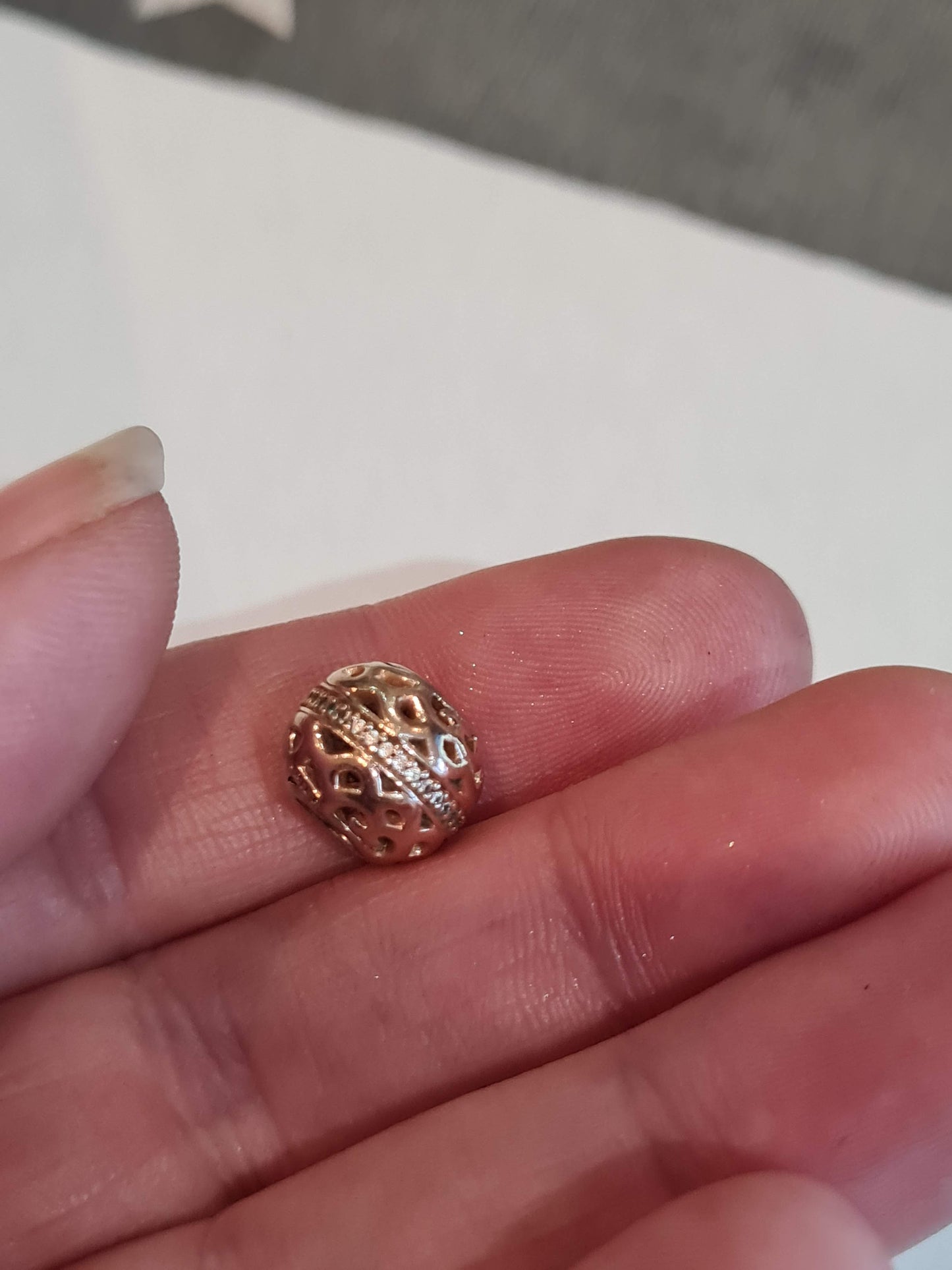 Genuine Pandora Rose Gold Intricate Pave Openwork Charm
