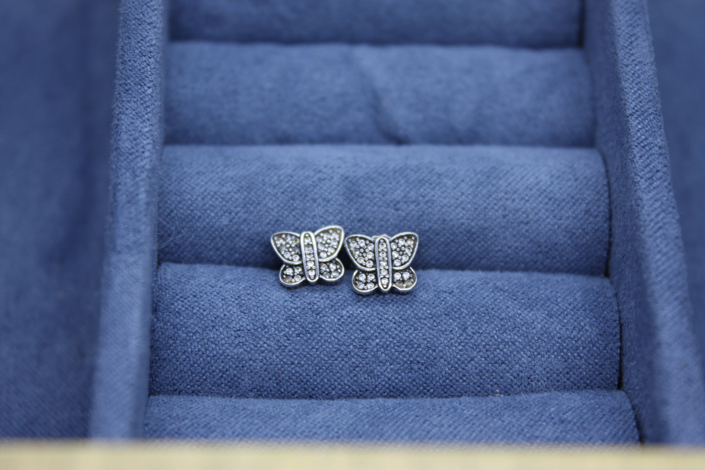 Genuine Pandora Butterfly Pave Earrings Sparkle Studs