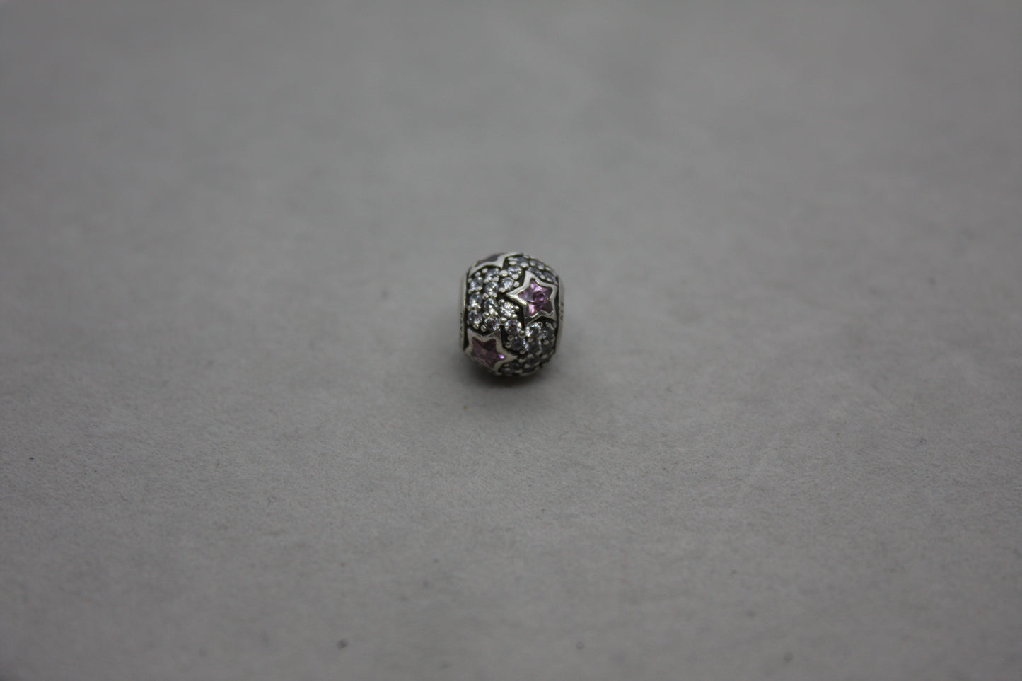 Genuine Pandora Pave Pink and Clear Sparkle Star Charm Ball