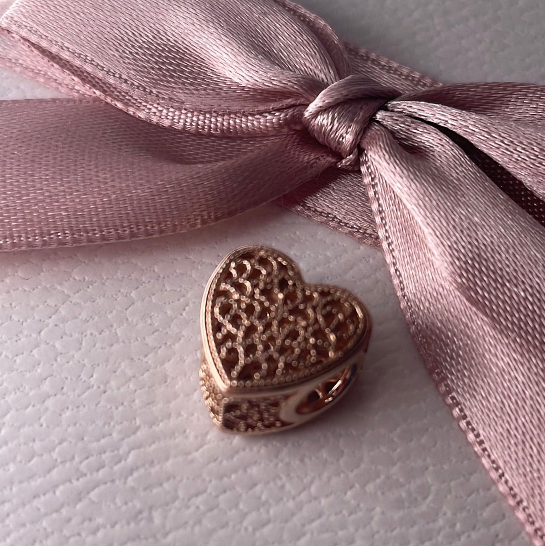 Genuine Pandora Rose Gold Intricate Openwork Lace Heart