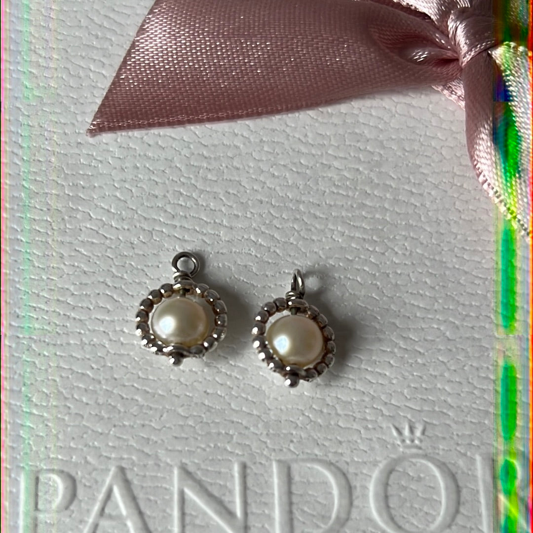 Genuine Pandora RARE and HTF Compose Pearl Dangle Earring Charms