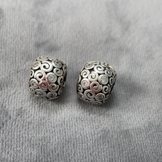 Genuine Pandora CZ Stone and Swirl Wind Retired HTF RARE Clips SINGLE / PAIR