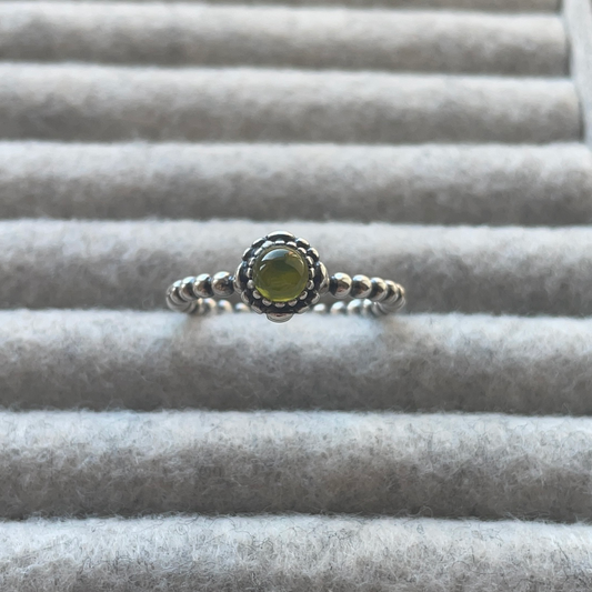 Genuine Pandora Light Green / Yellowy Toned Birthstone Ring