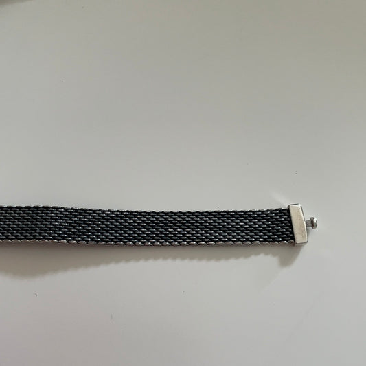 Genuine Pandora Gun metal Grey Reflexions Mesh Flat Bracelet Size 18cm