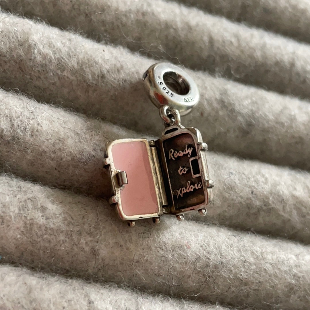 Genuine Pandora Suitcase Dangle Travel Holiday Charm With Openable Lid