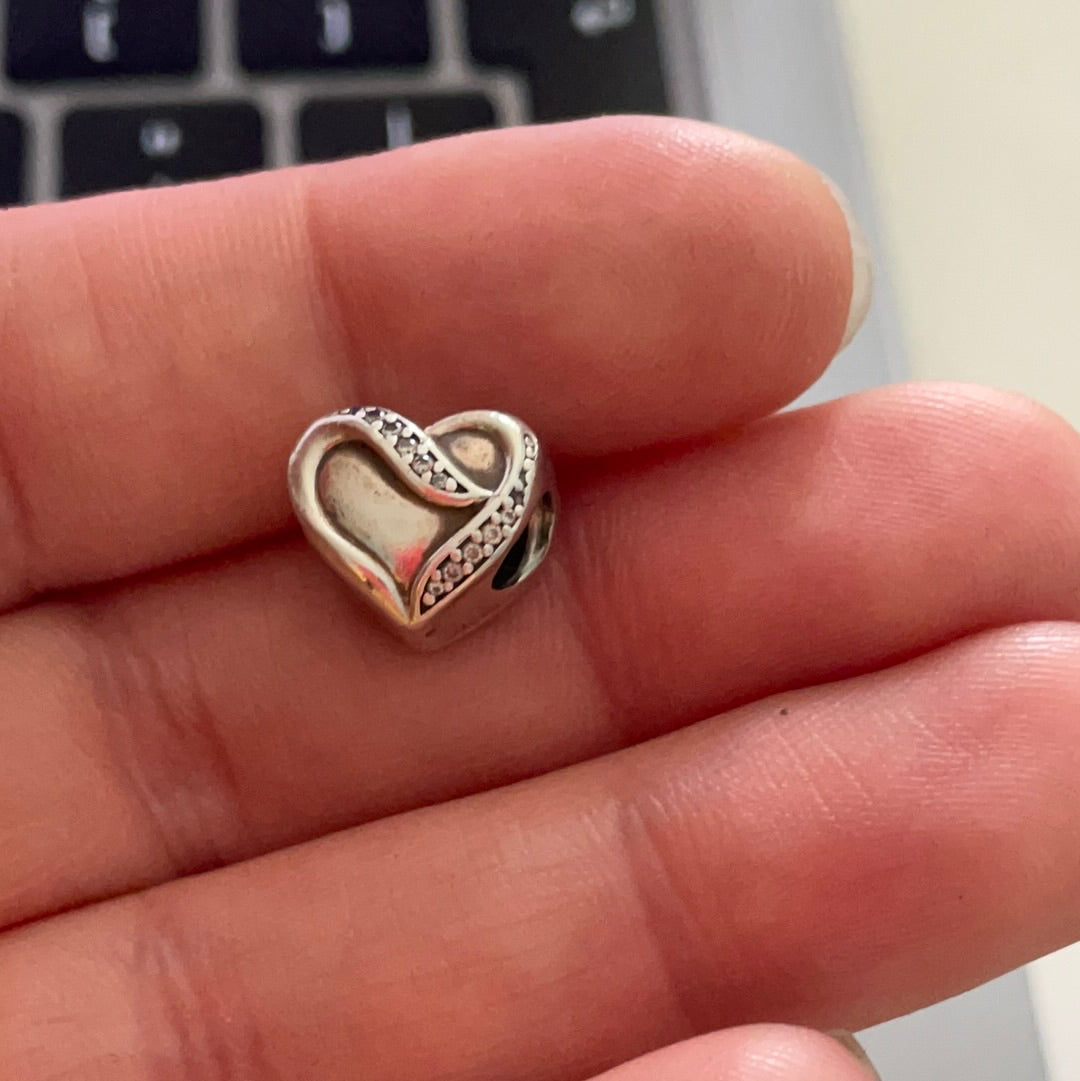 Genuine Pandora Clear Pave Heart Charm