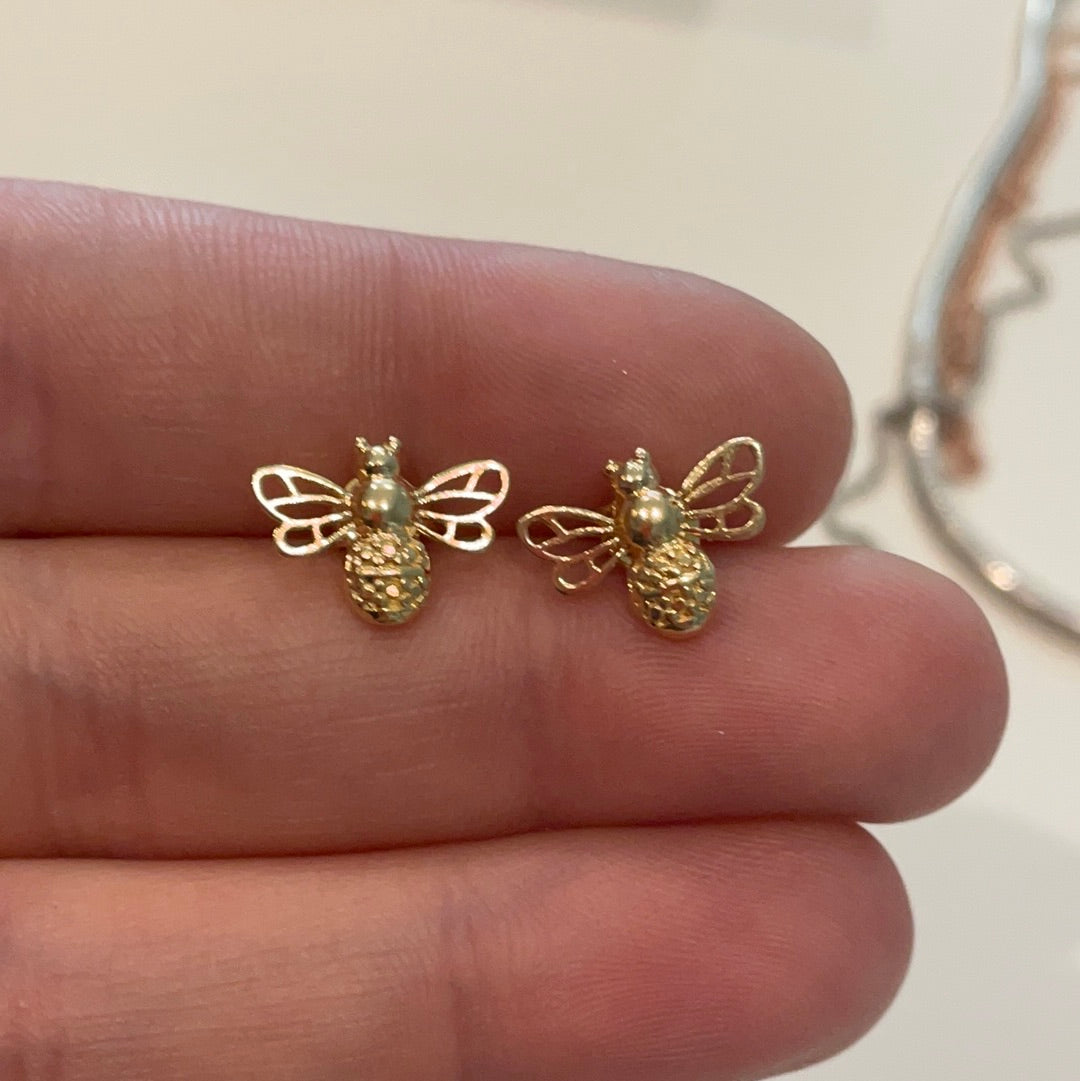 Brand New Gold Plated Bumble Bee Earrings Beautiful!