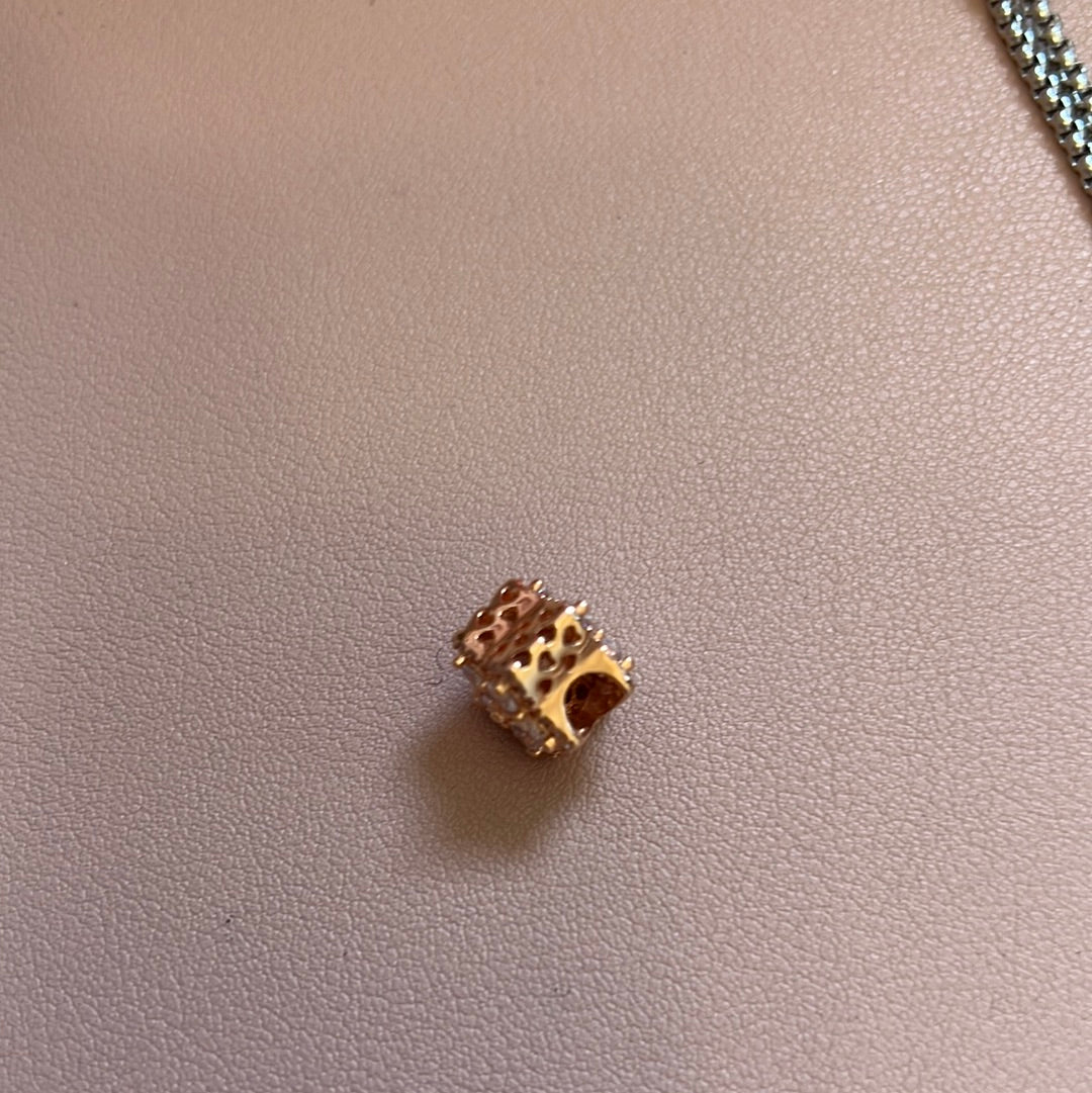 Genuine Pandora Rose Gold Sparkling Snowflake Flower Charm