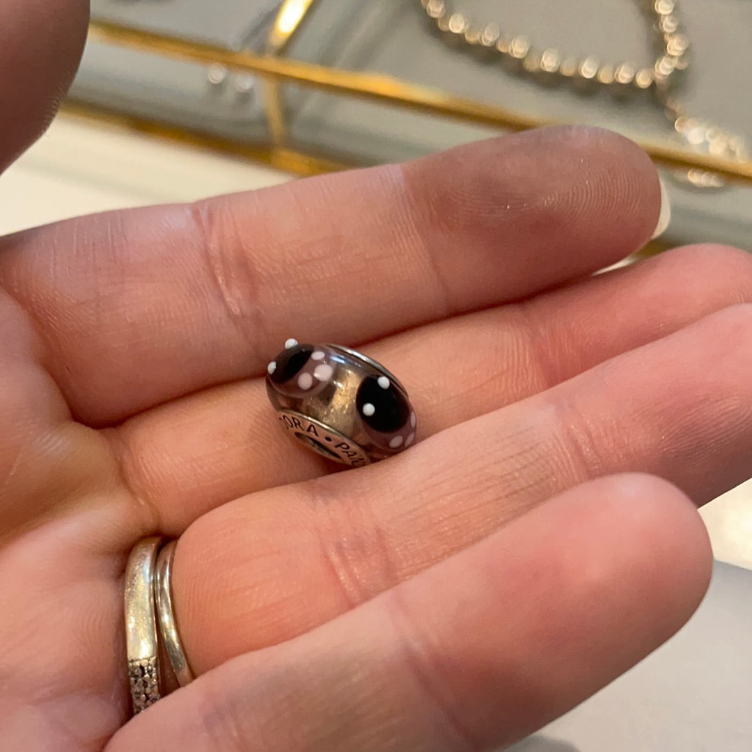 Genuine Pandora Purple Ladybird Murano Glass Charm