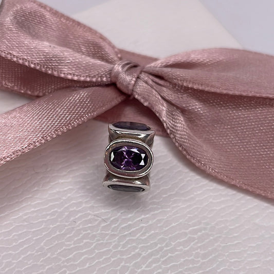 Genuine Pandora Oval Light Charm in Purple