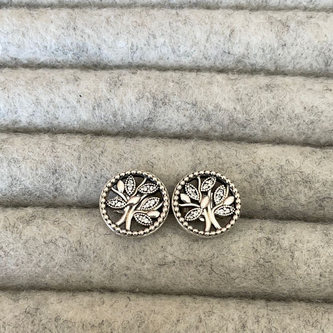 Genuine Pandora Silver Family Tree Earrings Studs Preloved