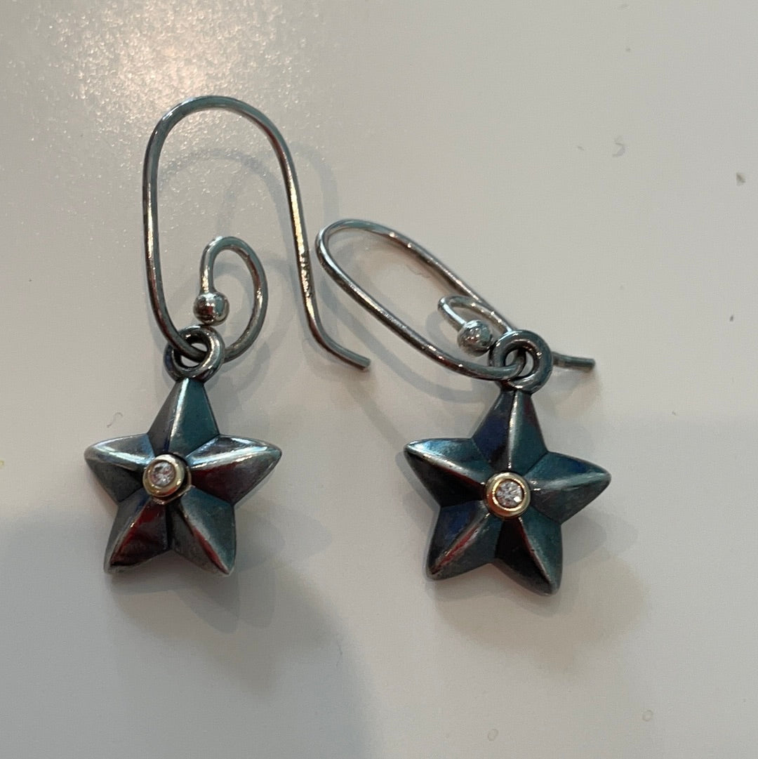 Genuine Pandora Stella Star Two Tone Hyper Rare Dangle Compose Earrings