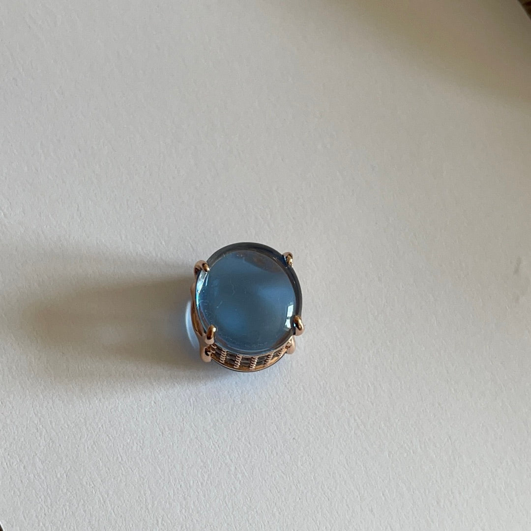 Genuine Pandora Rose Gold Beautiful New Blue Cabochon Pave Charm