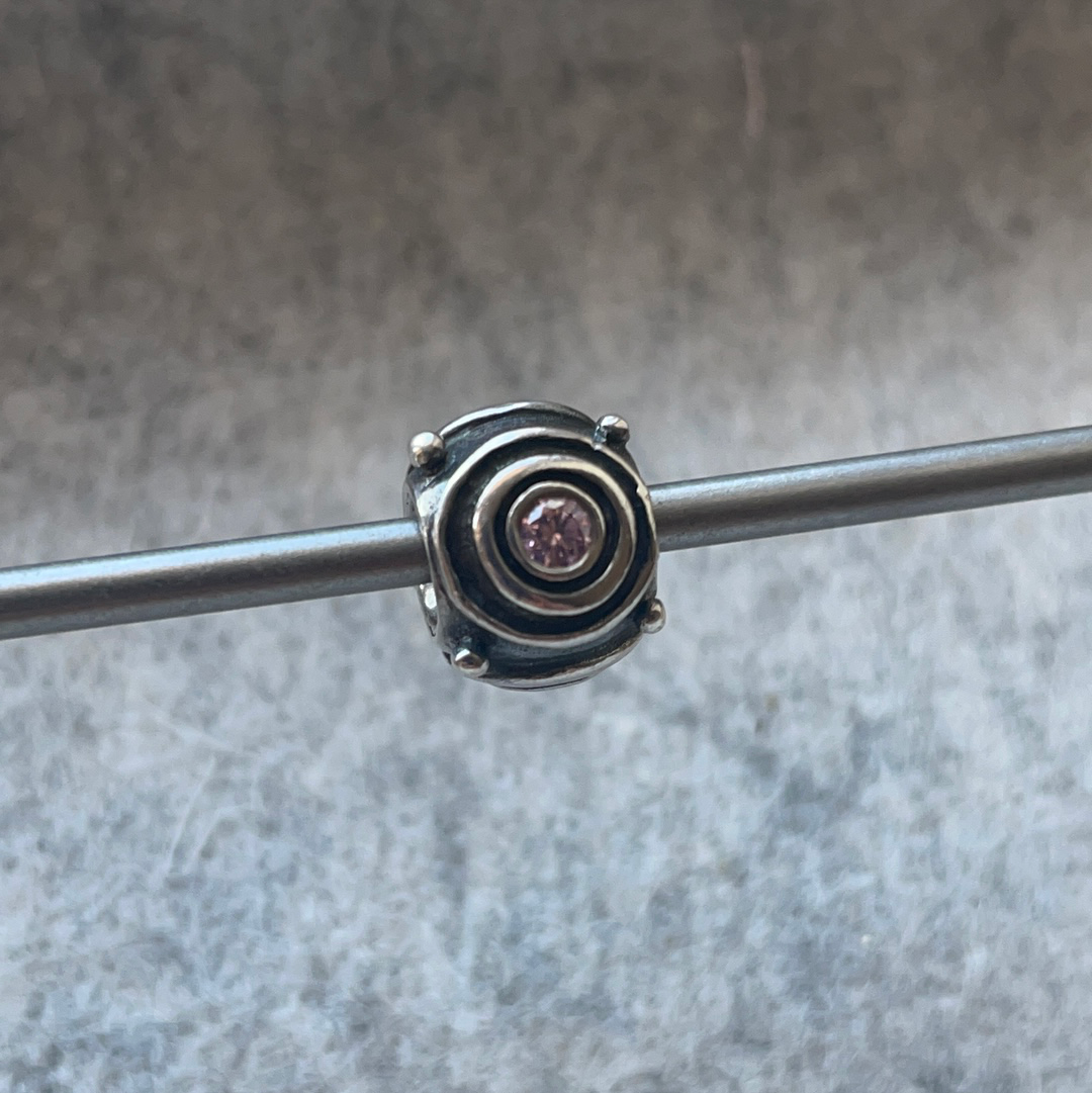 Genuine Pandora Charm With Clear Stone Stone Bullseye