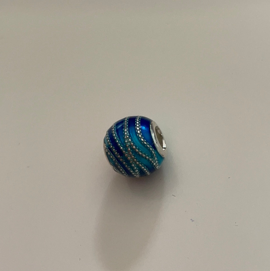 Genuine Pandora Blue Sea Ocean Enamel Charm With Raised Dots