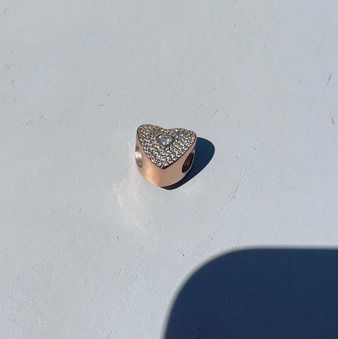 Genuine Pandora Rose Gold Pave Clear CZ Heart Charm