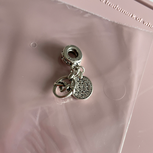 Genuine Pandora Joined By Love Dangle Knot Pave Charm