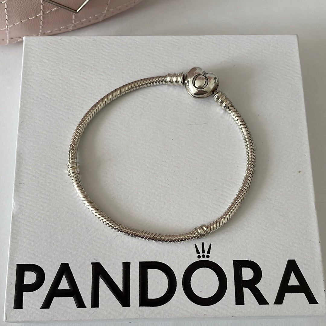 GENUINE PANDORA BRACELET WITH SAFETY CHAIN, 9 CHARMS, 4 SPACERS AND 2 CLIPS  | eBay
