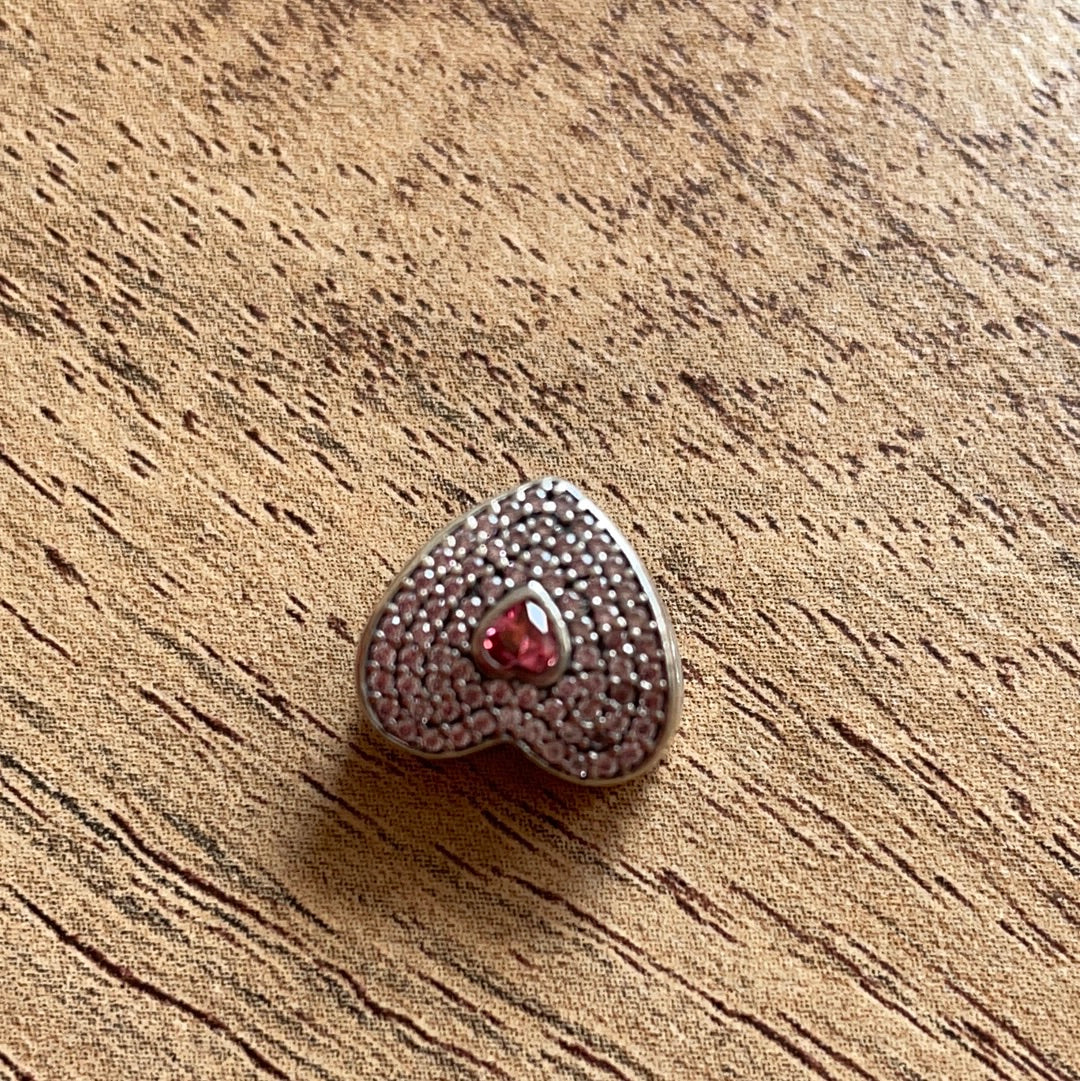 Genuine Pandora Pave Clear Heart With Pink Stone Middle Pave