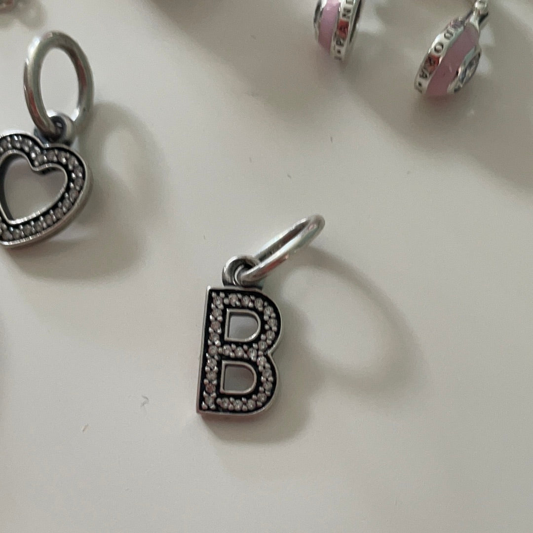 Genuine Pandora Letter B Dangle Pave