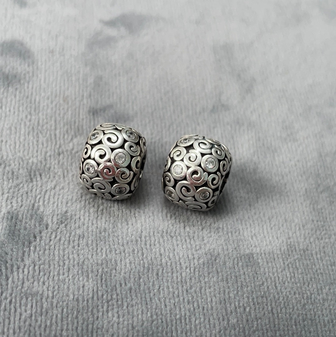 Genuine Pandora CZ Stone and Swirl Wind Retired HTF RARE Clips SINGLE / PAIR