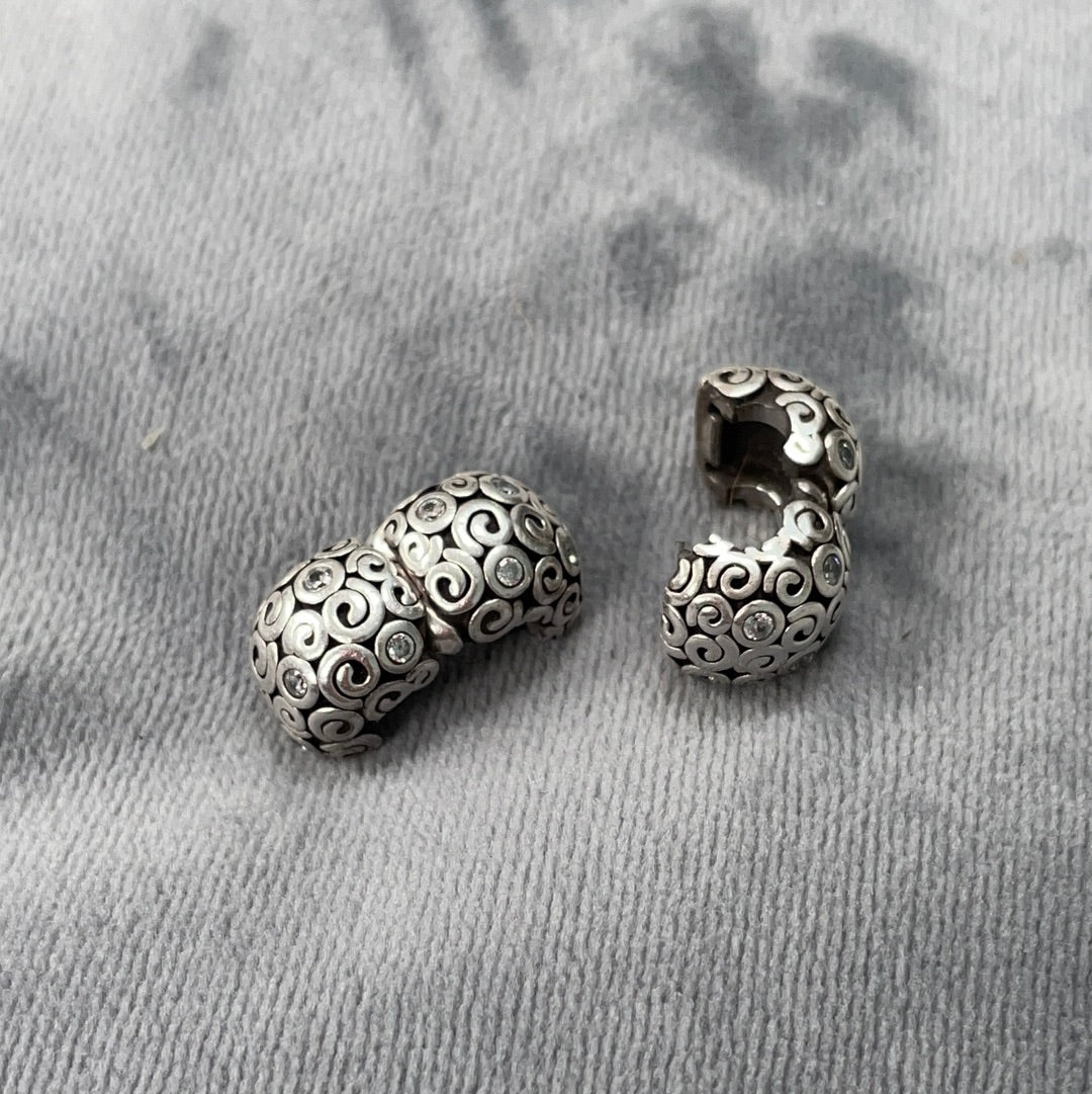 Genuine Pandora CZ Stone and Swirl Wind Retired HTF RARE Clips SINGLE / PAIR